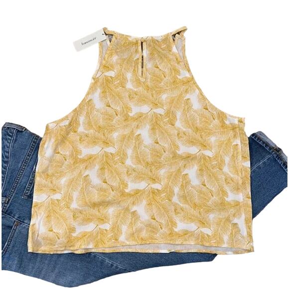 NWT Francesca's Mi ami Gold/Ivory Palm Rayon Tank Top - SIZE LARGE - Picture 2 of 9